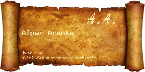 Alpár Aranka névjegykártya