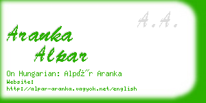 aranka alpar business card